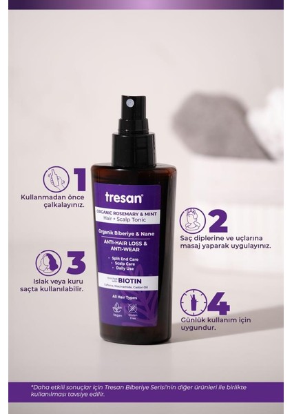 Organik Biberiye & Nane Dökülme ve Yıpranma Karşıtı saç toniği 125 ml X2 Adet