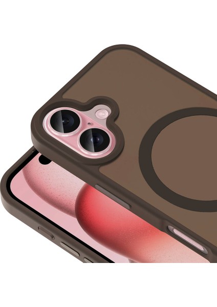 iPhone 16 Plus Kılıf Magsafeli Mat Arka Yüzey Sio Kapak Kahverengi fiyatları