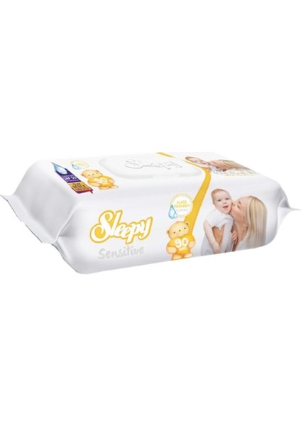 Islak Havlu Mendil 90 Yaprak Sensitive 9 Lu Set Plastik Kapaklı