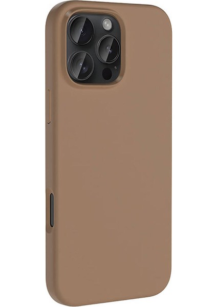 iPhone 16 Pro Kılıf Magsafeli Silinebilir Sert Silikon Kivi Kapak Kahverengi