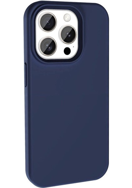 iPhone 15 Pro Kılıf Magsafeli Silinebilir Sert Silikon Kivi Kapak Lacivert