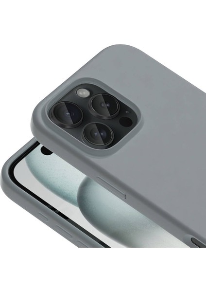 iPhone 16 Pro Max Kılıf Magsafeli Silinebilir Sert Silikon Kivi Kapak Gri