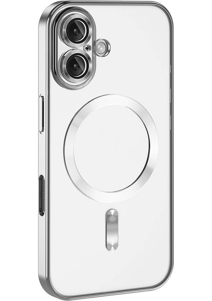 iPhone 16 Plus Kılıf Demre Renkli Silikon Magsafe Wireless Şarj Özellikli Titanyum Gri