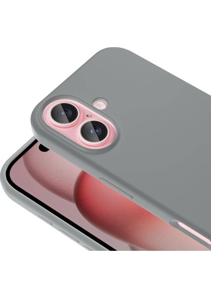 iPhone 16 Kılıf Magsafeli Silinebilir Sert Silikon Kivi Kapak Gri