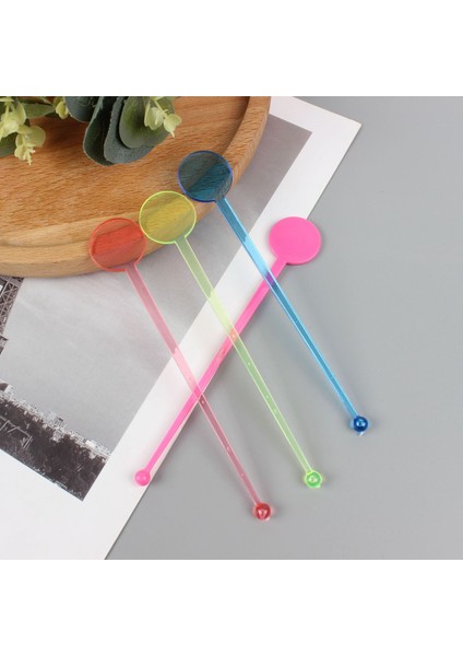 Renkli kokteyl karıştırma çubugu daire 25 adet/paket fiyatları