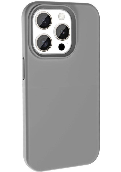 iPhone 15 Pro Max Kılıf Magsafeli Silinebilir Sert Silikon Kivi Kapak Gri
