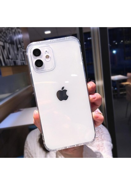 iPhone 12 Pro Max Renkli Şeffaf Silikon 2.0mm Kamera Korumalı Telefon Kılıfı Şeffaf