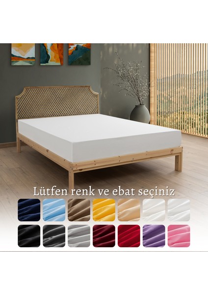 %100 Pamuklu Penye Tek Kişilik Lastikli Çarşaf 100 x 200 - Beyaz