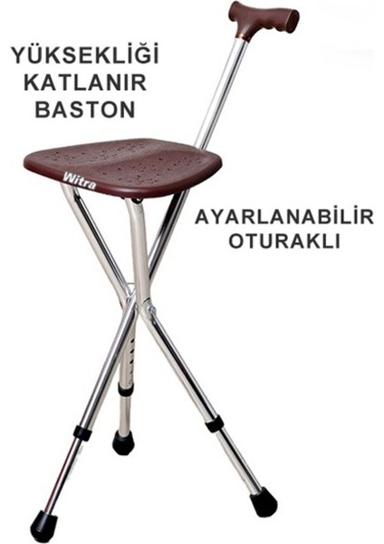 Ithal Oturaklı Baston (Yüksekliği Ayarlanır)Yürüteç Baston Son Sistem