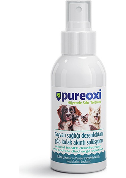 PureOxi Göz ve Kulak Akıntı Solüsyonu Dezenfektan 100 ml