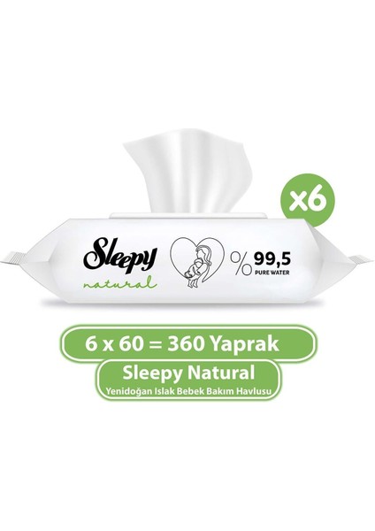 Natural Yenidoğan Islak Bebek Bakım Havlusu 6X60 (360 Yaprak)