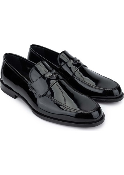 Erkek Deri Siyah Rugan Loafer Ayakkabı 183 40001 Erk Ayk SK24-25 Sıyah Rgn