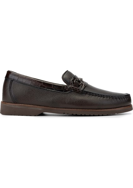 Erkek Hakiki Deri Kahverengi Loafer Ayakkabı 374 Tnc-02 Erk Ayk SK24-25 Khv Fltr/kroko