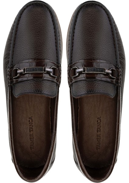 Erkek Deri Kahverengi Loafer Ayakkabı 374 Tnc-02 SK24-25 Khv Fltr/kroko