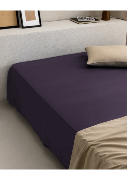 Manon Tek Kişilik %100 Pamuk Ranforce Lastiksiz Çarşaf - Mor