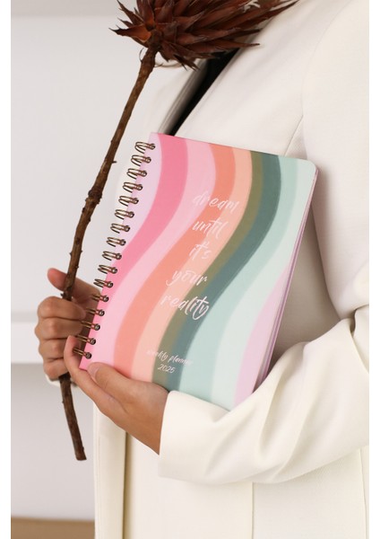 Matt Notebook 2025 Yılı A5 Haftalık Ajanda Spiralli 15X21 cm - 12 Aylık - Motivasyon Sayfalı