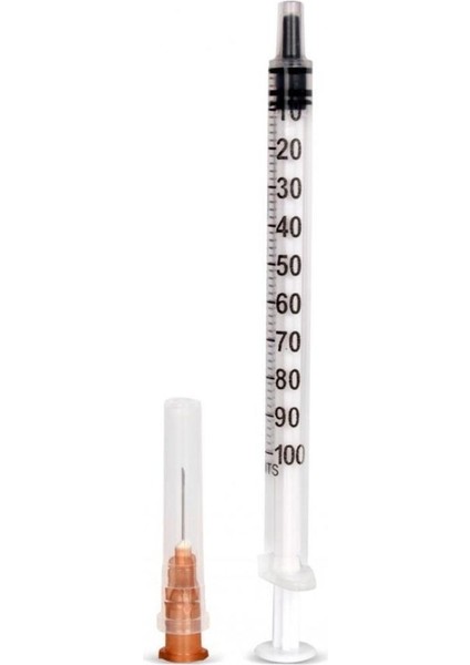 1 ml 3 Parça 26G 0.45X13MM Iğneli Insülin Enjektörü (50 Adet)