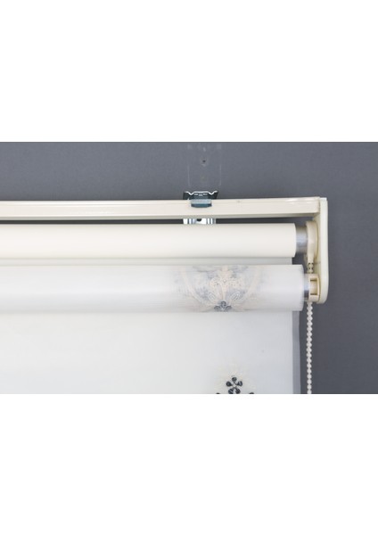 Petrol Çift Mekanizmalı Kadife Yasemin Nakışlı Tül Stor Perde (Dayanıklı Alüminyum Kasa) modelleri