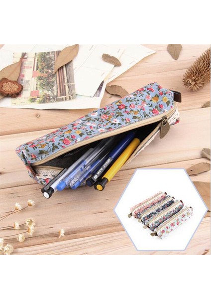 Mini Retro Çiçekli Dantel Kozmetik Fermuarlı Cüzdan Kalem Kutusu (Yurt Dışından)