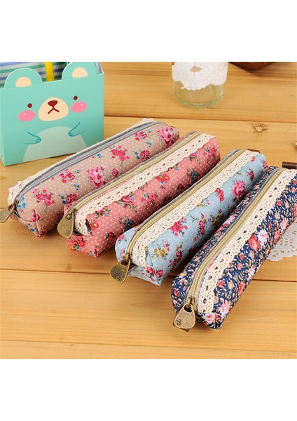 Mini Retro Çiçekli Dantel Kozmetik Fermuarlı Cüzdan Kalem Kutusu (Yurt Dışından)