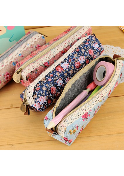 Mini Retro Çiçekli Dantel Kozmetik Fermuarlı Cüzdan Kalem Kutusu (Yurt Dışından)