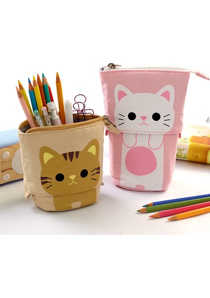 Kız Erkek Fermuar Sevimli Kedi Pop Up Scolaire Kalem Kutusu (Yurt Dışından)