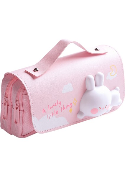 3D Pu Sevimli Pembe Domuz Karikatür Kız Öğrenciler Için Kalem Kutusu (Yurt Dışından)
