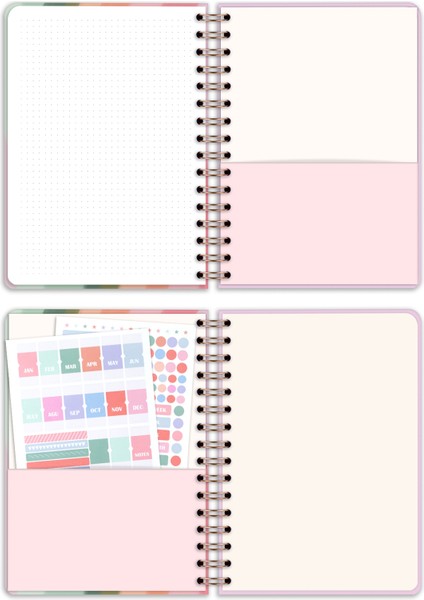 Matt Notebook 2025 Yılı A5 Haftalık Ajanda Spiralli 15X21 cm - 12 Aylık - Motivasyon Sayfalı Pembe Fiyonk