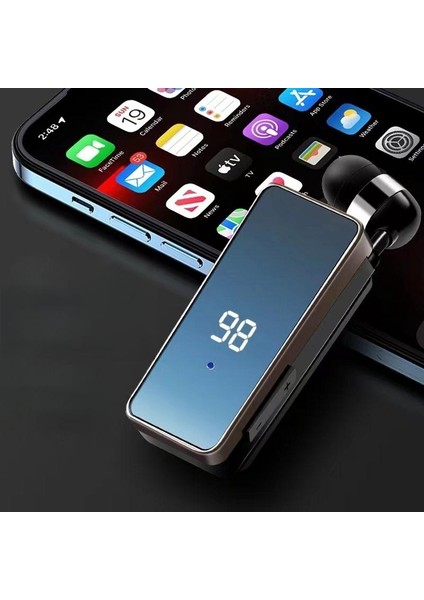 K67 Makaralı Bluetooth Kulaklık Yaka Klipsli 2 Telefon Bağlanır 20 Dakikada Şarj Olur LCD Şarj Göstergesi