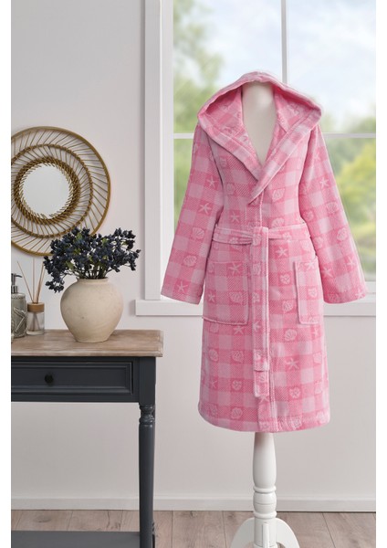 Shell Plaid Kadife Şal Yaka Bornoz