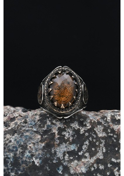 Gümüş Kefâ Bil-Mevt Vaizan Yazlı ve Osmanlı Tuğralı Zultanit Taşlı 925 Ayar Gümüş Erkek Yüzüğü 901260 fiyatları