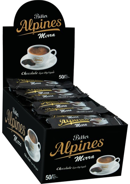 Bitter Alpines Çikolata - 7 gram Tekli Paket | 50'li Kutu
