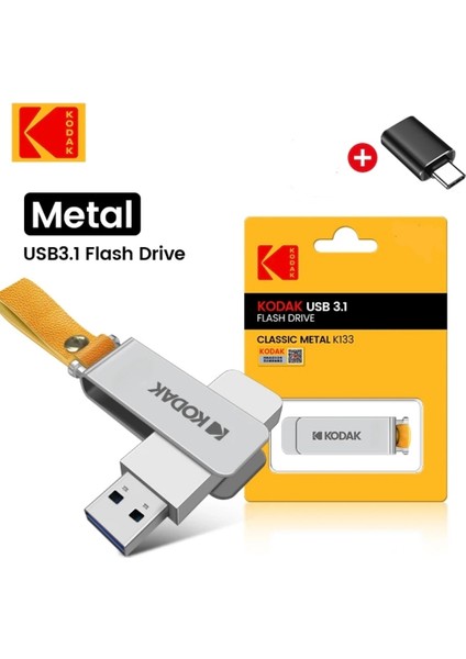 K133 Usb Flash Bellek 256Gb.Yüksek Hızlı 3.1 Usb Flash Bellek Dönüştürücü Hediye