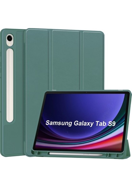 Samsung Galaxy Tab S9, Pu Derisi Pe Deri Için Üç Katlı Stand Kılıfı (Yurt Dışından)