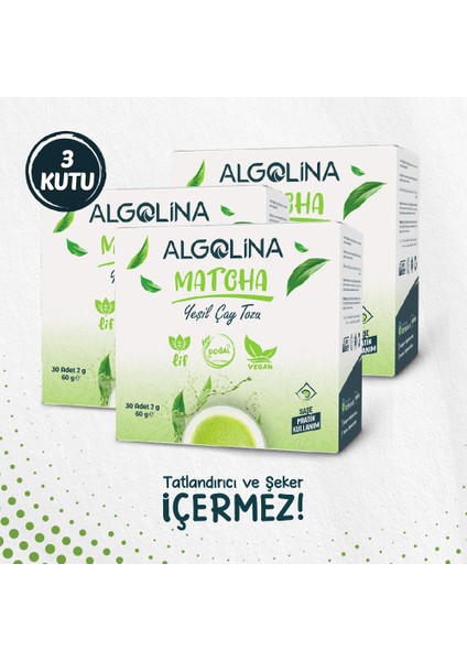 Matcha Çayı 30'lu Saşe (60 Gr) - Katkısız Maça Tozu (3 Kutu)