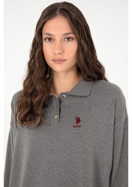 U.S. Polo Assn. Kadın Gri Melanj Triko Kazak 50297091-VR086