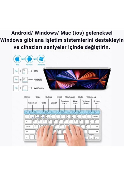 Premium 2.4g Kablosuz Bluetooth Klavye Mouse Seti Şarj Edilebilir Telefon Tablet Laptop Klavye Seti