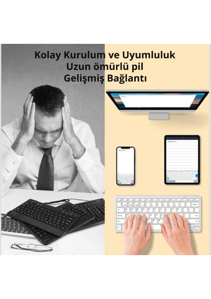 Premium 2.4g Kablosuz Bluetooth Klavye Mouse Seti Şarj Edilebilir Telefon Tablet Laptop Klavye Seti