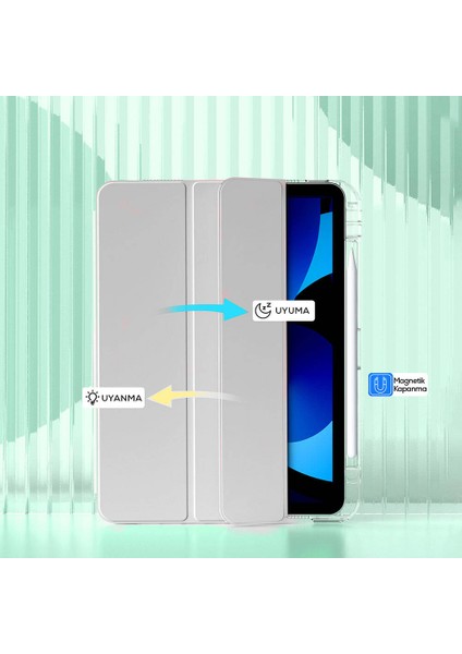 Apple iPad Pro 11 2024 Manyetik Standlı Darbeye Dayanıklı Shockproof Kalemlikli Kızaklı Hybrid Kılıf A2836 A2837 fırsatları