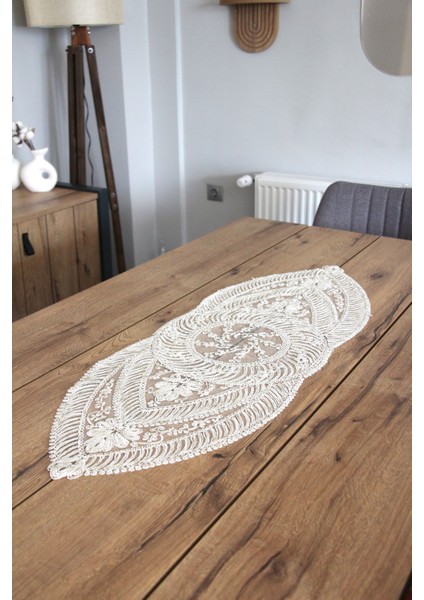 Simli Dantel Kordon Örme Detay Masa Runner Fiskos Örtüsü 100X35 cm 2006-ORTAYVRLK modelleri