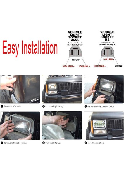 Jeep Cherokee Xj Wrangler Yj Için 5x7ınch 7x6ınch LED Far (Yurt Dışından) indirimleri