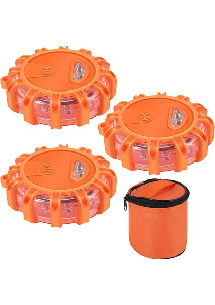 3'lü Paket LED Yol Fişekleri Acil Durum Işıkları, Yuvarlak (Yurt Dışından)
