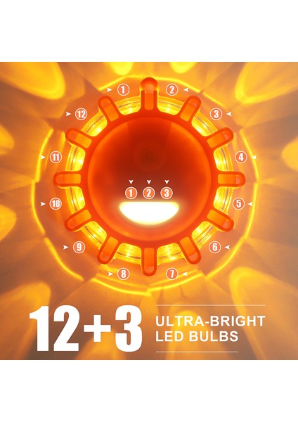3'lü Paket LED Yol Fişekleri Acil Durum Işıkları, Yuvarlak (Yurt Dışından)