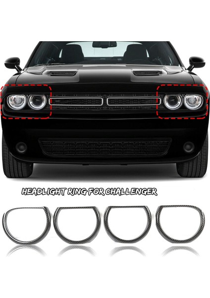 Dodge Challenger 15-21 Ön Far Trim Kapağı (Karbon Fiber) (Yurt Dışından)
