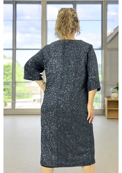 Bisiklet Yaka Truvakar Kol Büyük Beden Simli Abiye Gece Elbisesi indirimleri