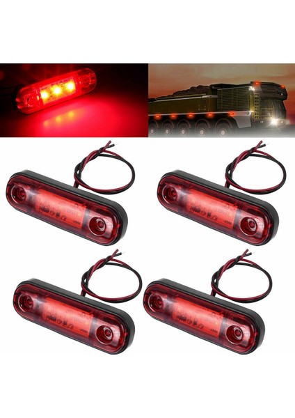 4x Kırmızı 3 LED 3.4 Inç Yan Işaret Işığı Lambası Kamyon Römork Kuyruk Işığı (Yurt Dışından) fiyatları