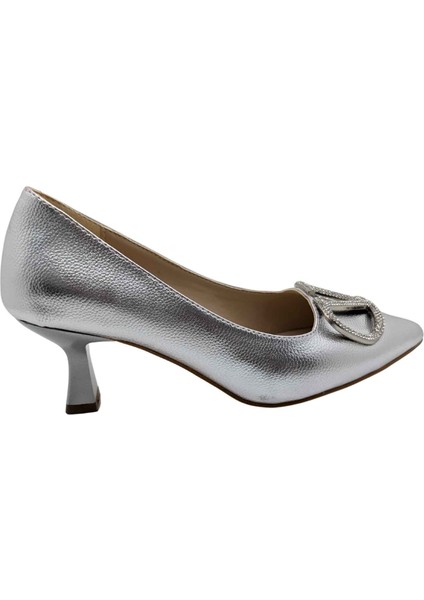 Serenova Kadın Suni Deri Stiletto Ayakkabı - Serenova - Gümüş - 40