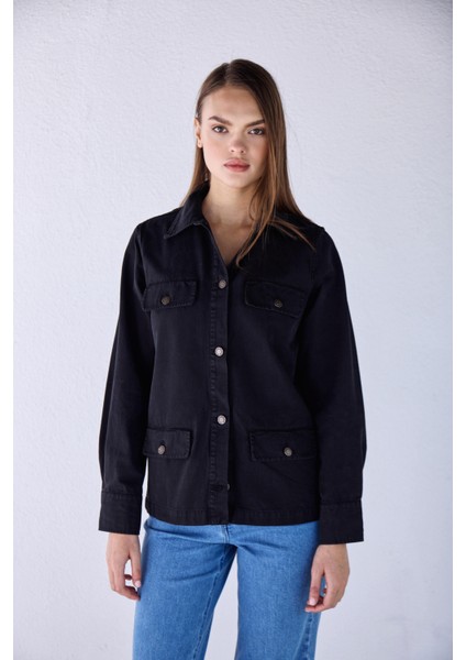 Saf Pamuklu Regular Fit Siyah Ceket fırsatları