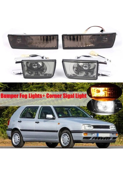 1set/4pcs Araba Ön Tampon Sis Istini+Vw Jetta Mk3 Golf Için Dönüş Sinyal Lambası 1993-1998 Füme Lens Sis Işığı Köşe Sinyali (Yurt Dışından)