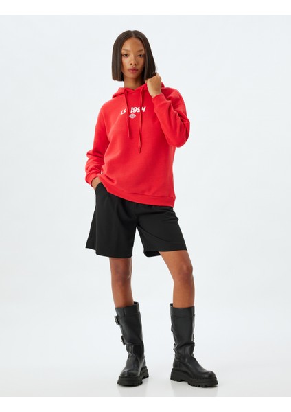 Arkası Baskılı Sweatshirt Kapüşonlu Şardonlu Rahat Kalıp fiyatları